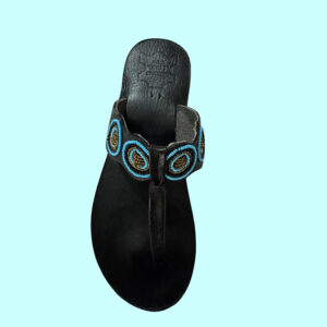 Mzunguko - Blue & Black Beaded African Sandals
