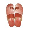 Wide-Strap Reddish-Brown Leather Unisex Sandals