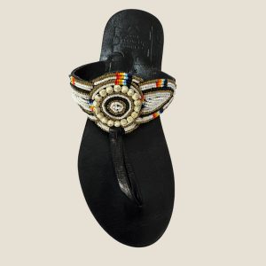 Maasai Beaded Genuine Leather Thong Sandals - "Zulu Sunset" Collection