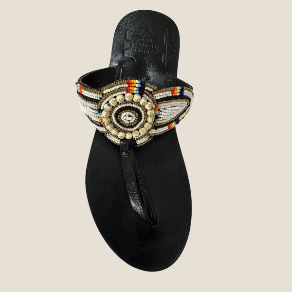 Maasai Beaded Genuine Leather Thong Sandals - "Zulu Sunset" Collection