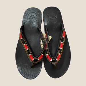 Maasai Beaded Genuine Leather Flip-Flops for Women - "Vuna" Collection