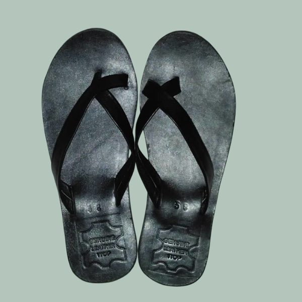 Classic Black "Tumaini" Cross-Strap Leather Unisex Sandals