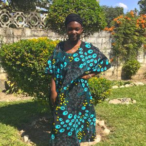 "Aqua Ripple" African Print Long Kaftan Dress