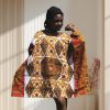 "Golden Harvest" African Print Short Kaftan Dress