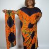 "Volcanic Glow" Hand-Dyed Tie-Dye Maxi Kaftan with Scarf