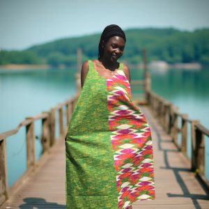 "Emerald Harmony" Mixed Print African Summer Maxi Dress