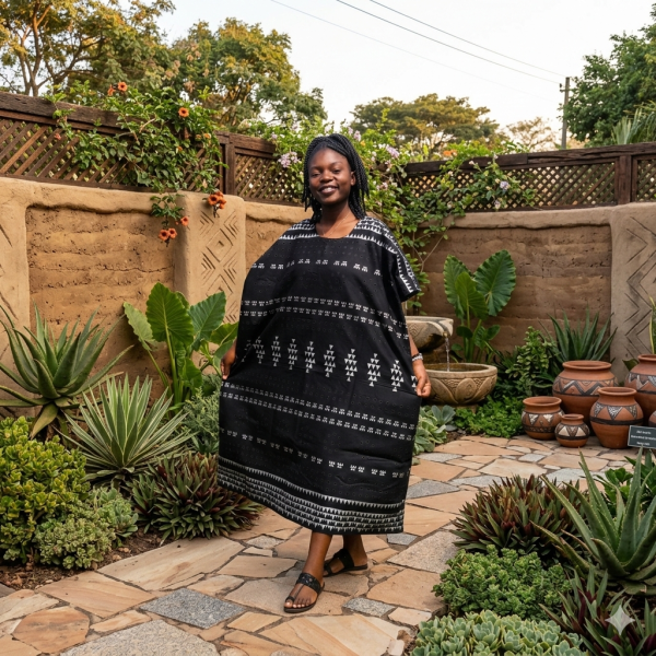 The"Black-Silver Zenzile" Kaftan